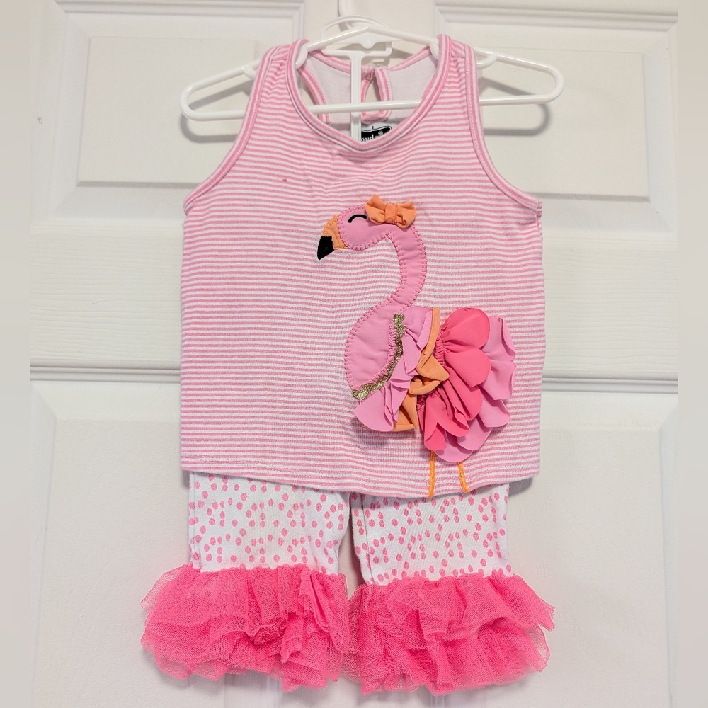 Mud Pie White and Pink Polka Dot Garment Flamenco Girls Size 3T